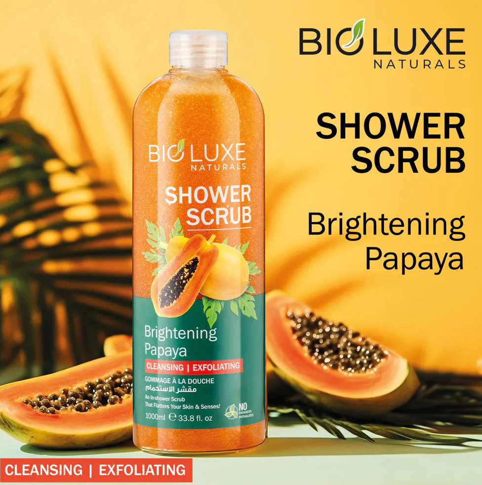 Brightening Papaya Shower Scrub by BioLuxe Naturals 1000ml