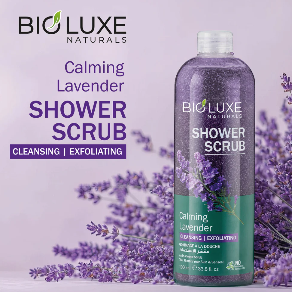 Calming Lavender Shower Scrub by BioLuxe Naturals 1000ml