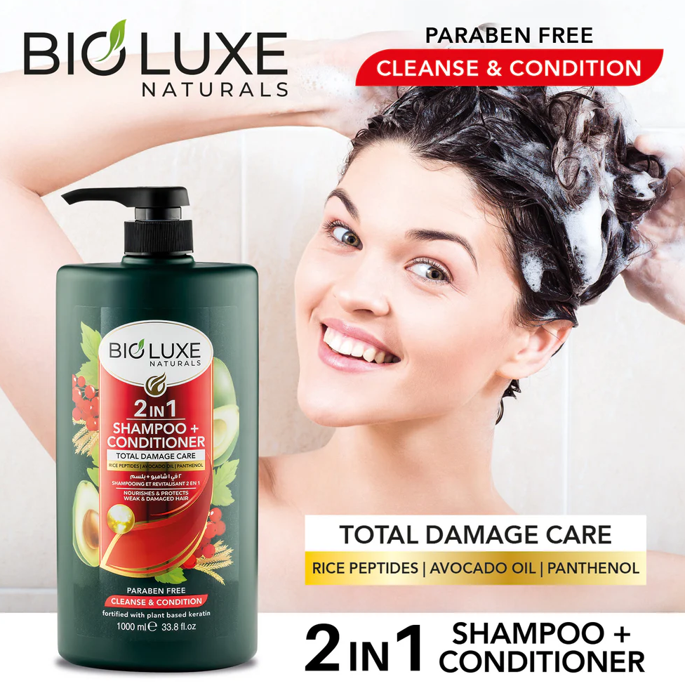 Total Damage Care 2-in-1 Shampoo + Conditioner by BioLuxe Naturals 1000ml