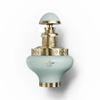 Een studio productopname van de Juman Exclusive 100ml lichtgroene fles met gouden accenten